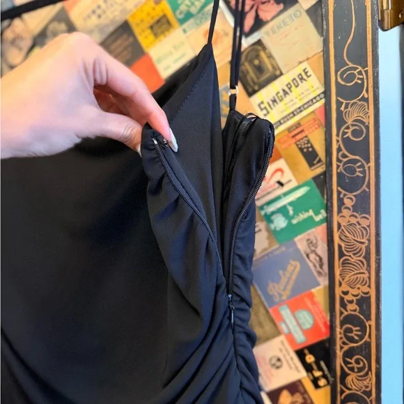 Zara Black Ruched Mini Dress - Picture 5 of 5